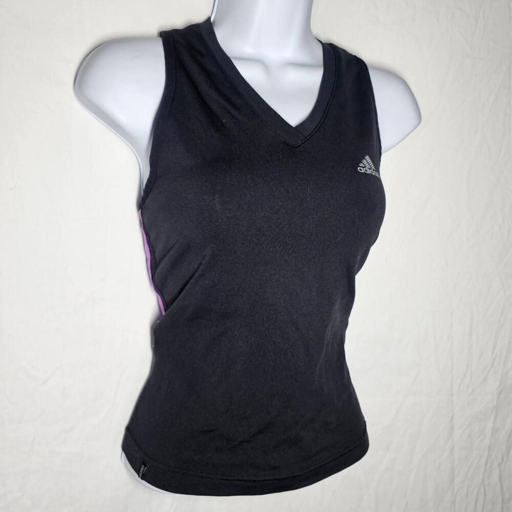 Adidas black sporty y2k athletic top with built in bra